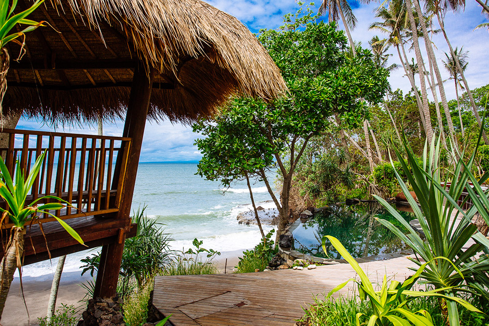 View of the ocean from a cabana