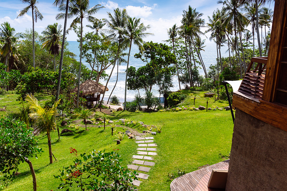 Landscape sloping towards the beach in Bali