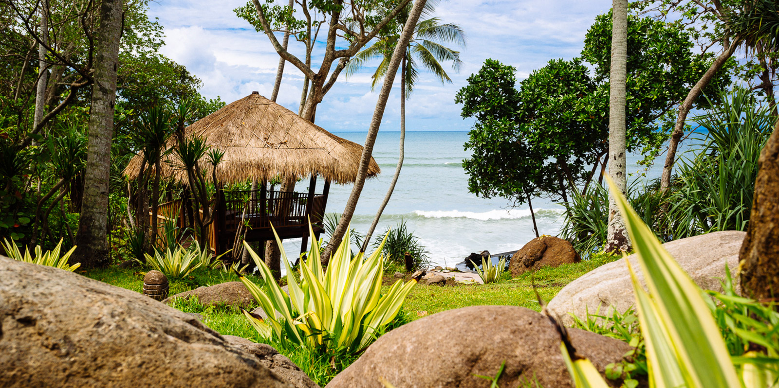 ocean view and cabana on the water