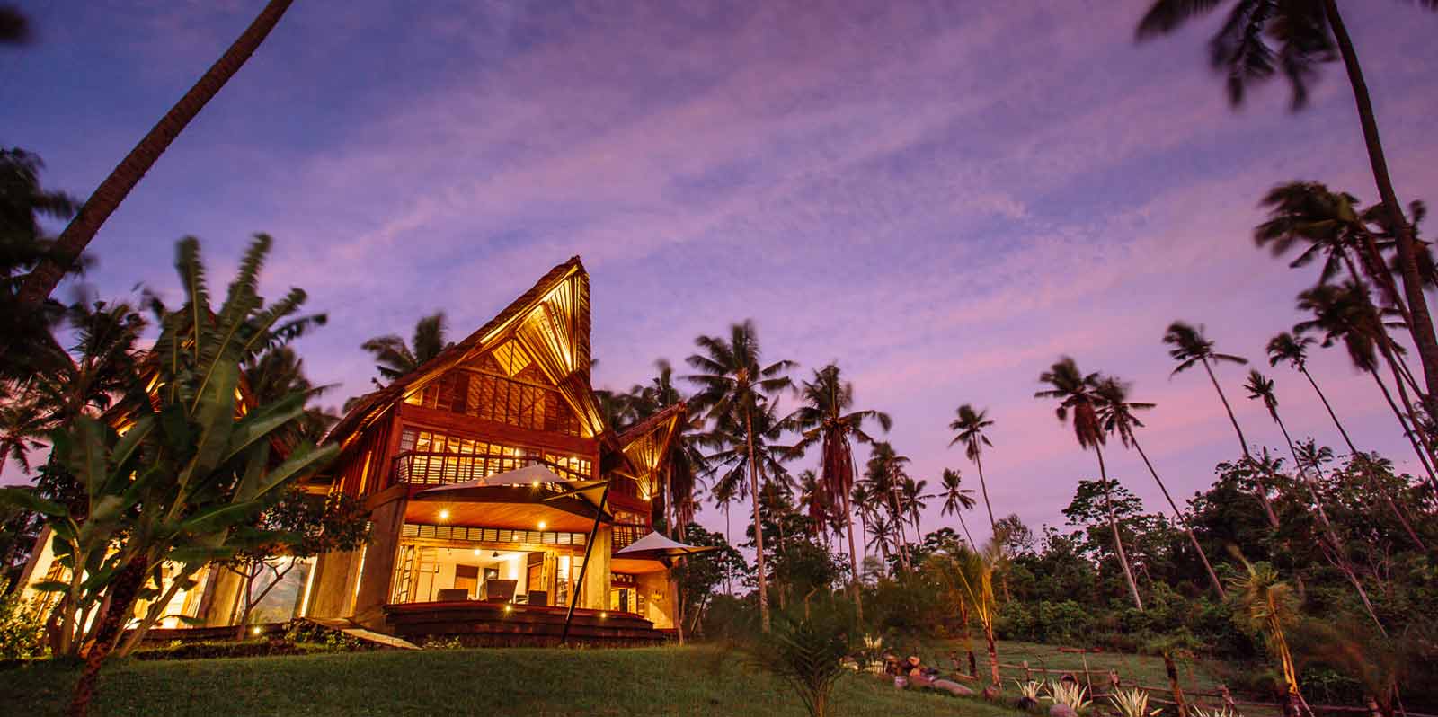 Bali Villa in purple sunset light
