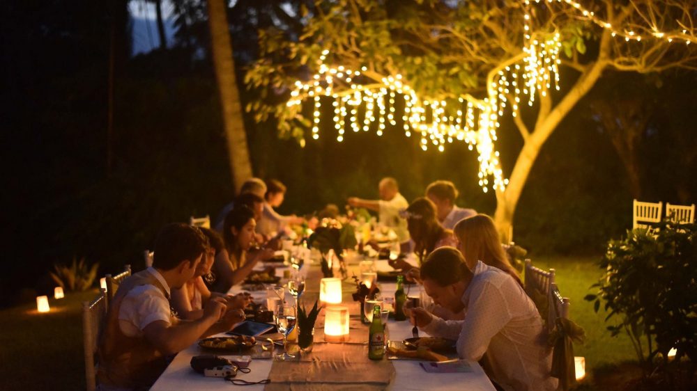 Night-time alfresco dinner