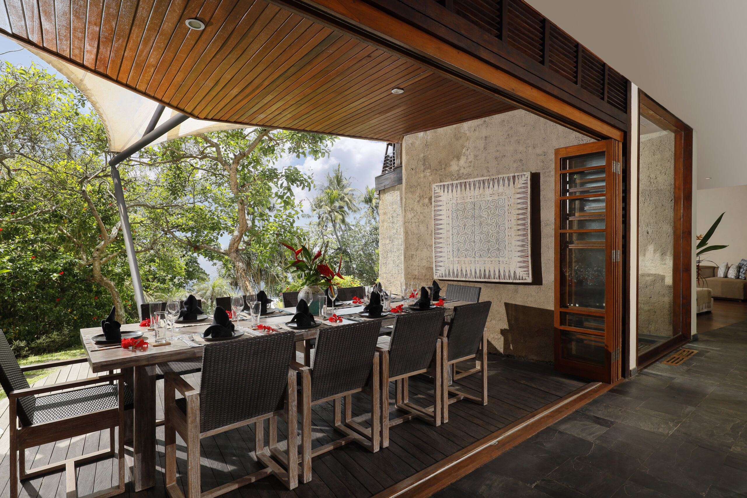 dining table in a tropical setting in Bali