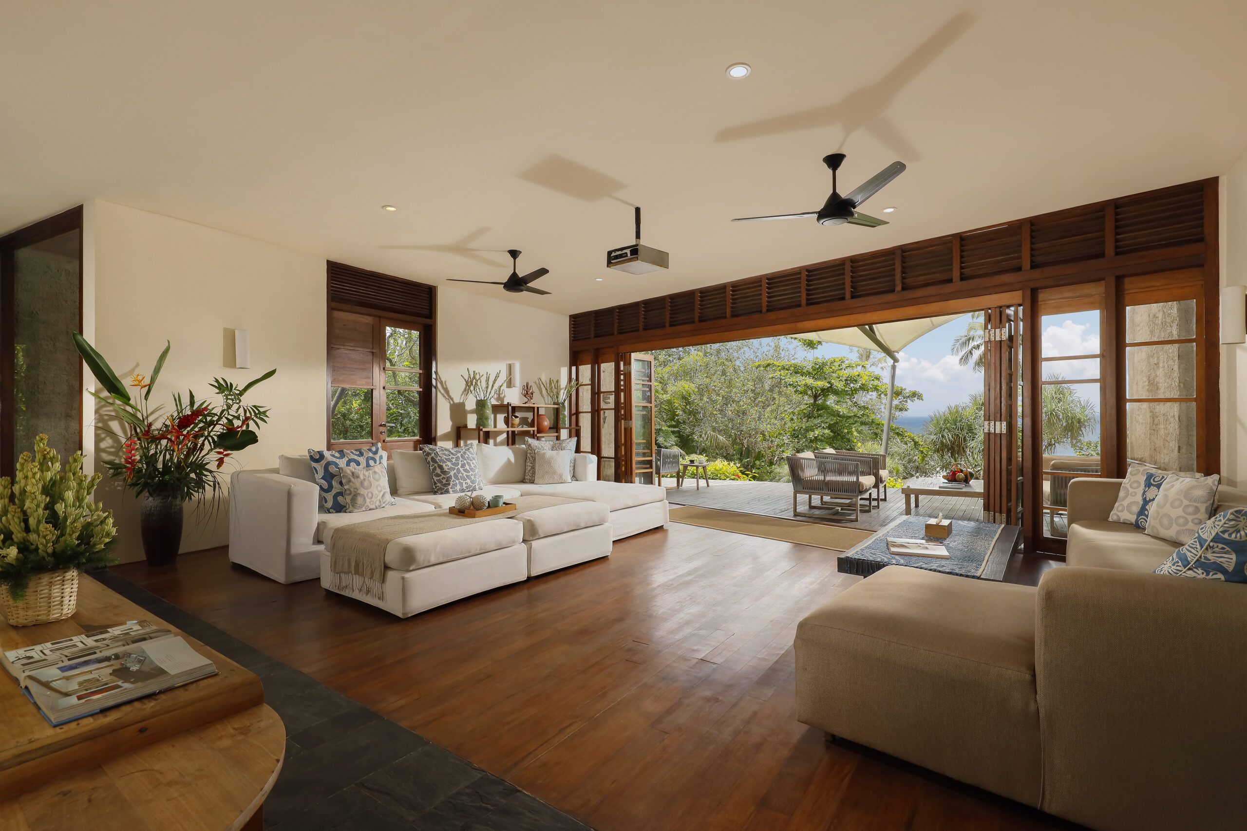 the living room at The Cove Bali, a boutique resort in Indonesia.